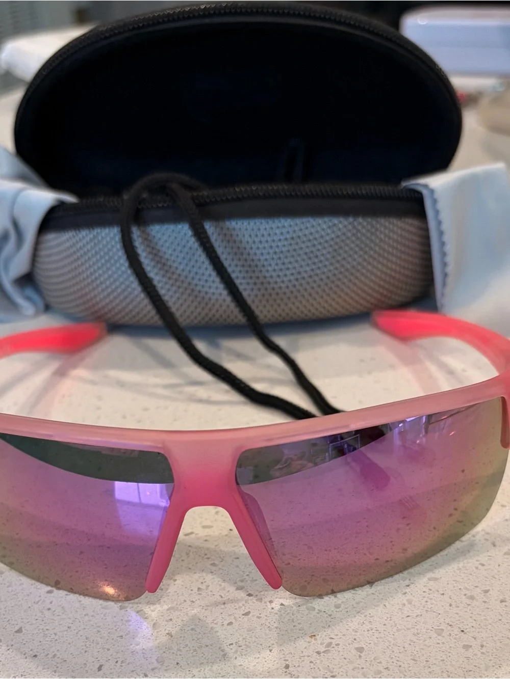 Pink Mirrored Sport Sunglasses